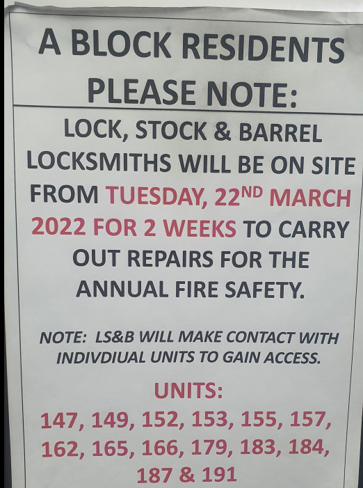 SP52948-Block-A-notice-for-fire-safety-repairs-inside-units-starting-on-22Mar2022-and-still-unresolved-three-weeks-later-13Apr2022.png