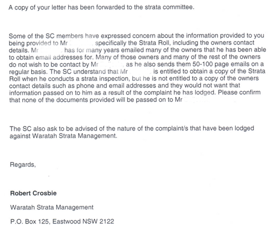 SP52948-Waratah-Strata-Management-preventing-owner-from-access-to-Strata-Roll-and-urging-Fair-Trading-NSW-to-do-the-same-20May2019.png
