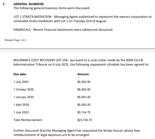 SP52948-extract-from-EC-meeting-owners-given-vague-information-about-insurance-claims-legal-costs-of-Solicitor-Adrian-Mueller-28Jul2022.webp