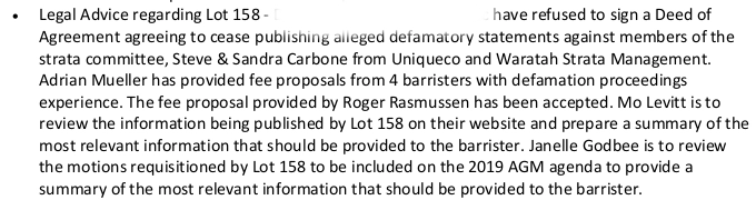 SP52948-extract-from-committee-meeting-13Feb2020-continuous-legal-threats-without-success-against-Lot-158-in-attempt-to-prevent-proper-management-of-complex