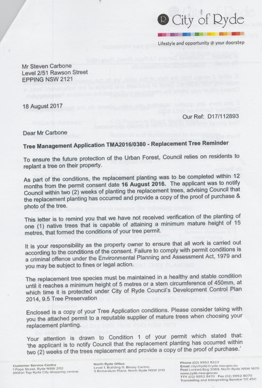 SP52948-Uniqueco-Property-Services-failed-to-comply-with-City-of-Ryde-tree-replacement-18Aug2017.png