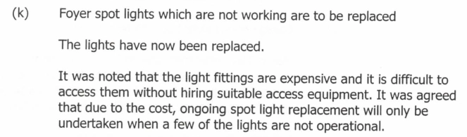 SP52948-extract-from-committee-meeting-about-foyer-spot-light-maintenance-2003.webp